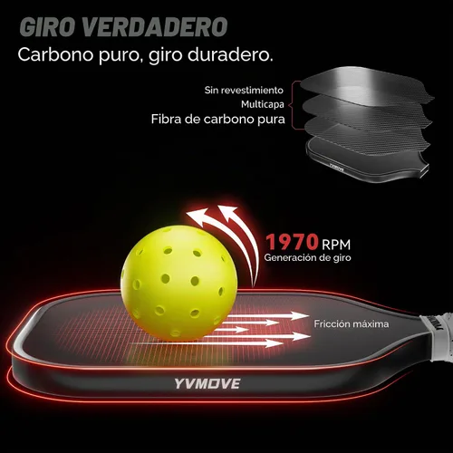 Vista 5 de Pickleball Paddles USAPA Approved Raw Carbon Fiber Face Max Control & Effortless Power 16MM Core Anti-Shock Intermediates to Pros