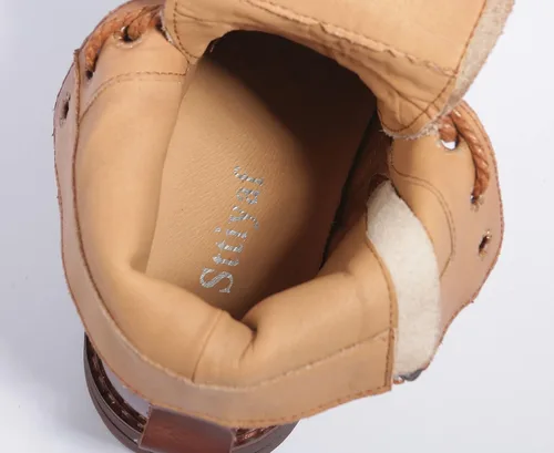 Vista 3 de Botines de cuero para mujer, con cordones, tacón bajo