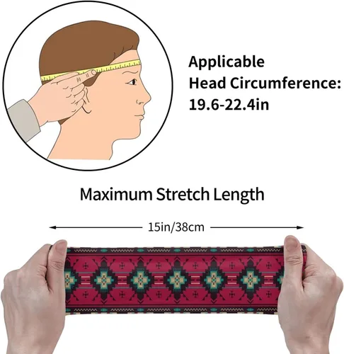 Vista 3 de Diademas nativas americanas, bandas elásticas para la cabeza, diademas anchas para yoga, bandas para el cabello de moda para mujeres y niñas