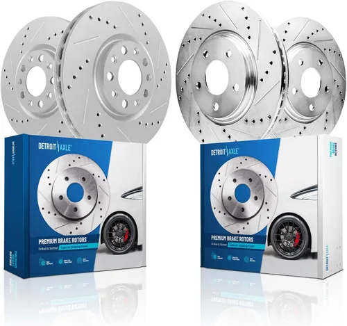 Vista 9 de Detroit Axle - Rotores de freno para Ford 2013-2019 Explorer Taurus Flex Lincoln MKT MKS, rotores de freno de disco ranurados perforados de repuesto