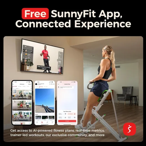 Vista 3 de Sunny Health & Fitness Row-N-Ride - Entrenador de sentadillas, equipo de ejercicio plegable y de fácil instalación, resistencia ajustable