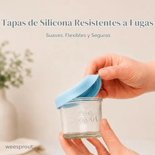 Vista 7 de WeeSprout Tarros de vidrio para almacenamiento de alimentos para bebés con tapas (4 onzas, juego de 12) para bocadillos, puré, recipientes pequeños
