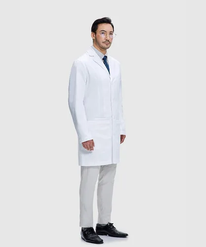 Vista 4 de Dr. James Abrigo de laboratorio de calidad para hombre, ajuste a medida, bolsillos para tableta de smartphone, 38 pulgadas