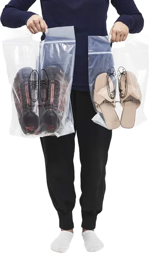 Vista 3 de 12 bolsas de polietileno de plástico transparente resistente con cremallera, zapatos de almacenamiento, botas, ropa, ropa de cama, libros, juguetes