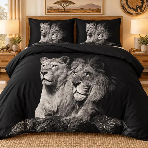 Vista 25 de Juego de funda de edredón con diseño de tigre blanco, tamaño individual, funda de edredón con estampado de animales salvajes, juego de ropa de cama