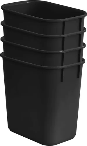 Vista 2 de Acrimet Papelera para escritorio, 3.25 galones, 13 cuartos de galón, 12 litros, basurero (plástico) (color negro) (juego de 4)