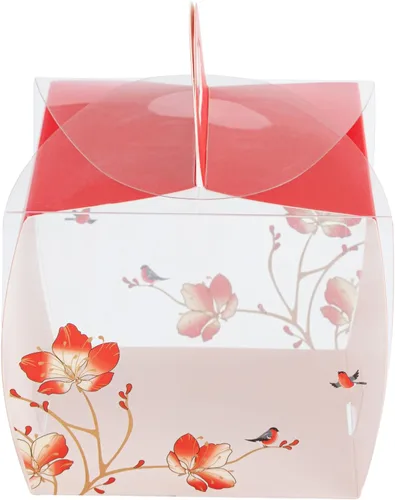 Vista 13 de Restaurantware - Cajas individuales para cupcakes de 4 x 4.25 pulgadas, 100 cajas de exhibición desechables para cupcakes - Con asa, acento de Rojo