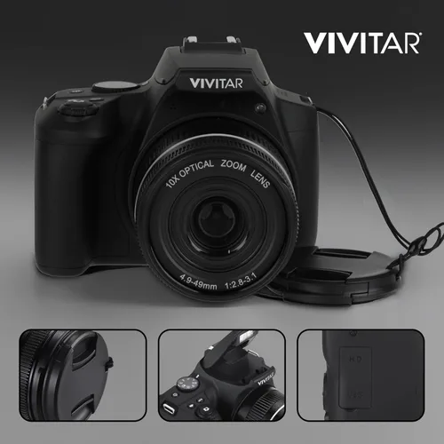 Vista 4 de Cámara digital 4K con 64 MP, zoom óptico 70x, pantalla LCD de 3.0 pulgadas, flash LED, enfoque automático, modo macro, grabación de video 4K