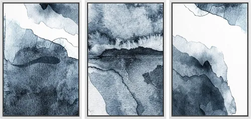 Vista 65 de NWT Lienzo enmarcado para pared, juego de arte en acuarela pastel, bosque de montaña oscura, naturaleza silvestre, ilustraciones de arte moderno