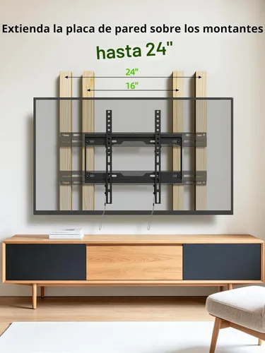 Vista 8 de USX MOUNT - Soporte de extensión de montaje en pared para televisor con placa de pared, ajuste para travesaños de madera de 16-24 pulgadas y fácil