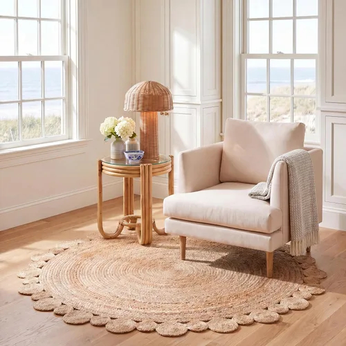 Vista 6 de SAFAVIEH Natural Fiber Collection - Alfombra redonda de 3 pies, natural, hecha a mano, estilo bohemio, con encanto de campo, ideal para zonas