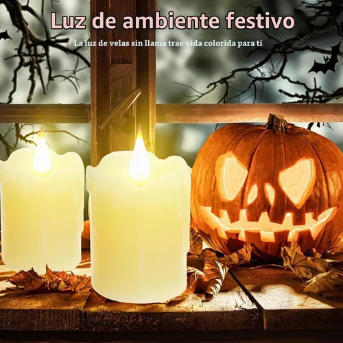 Vista 7 de 3 PZS Velas LED de Cera Real Recargables Sin Llama, Blanco Cálido, Control Remoto, D2 x H4", Brillo Ajustable Parpadeante Operadas con Batería Velas