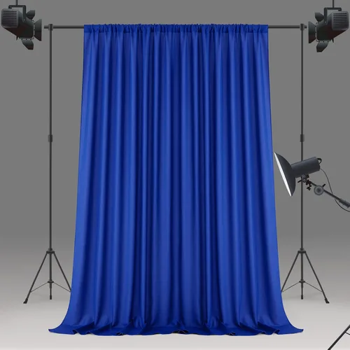 Vista 3 de HOMEIDEAS Cortinas de fondo azul real de 10 x 10 pies, fondo de fotos, cortinas de poliéster con bolsillo para barra para decoración de fiestas