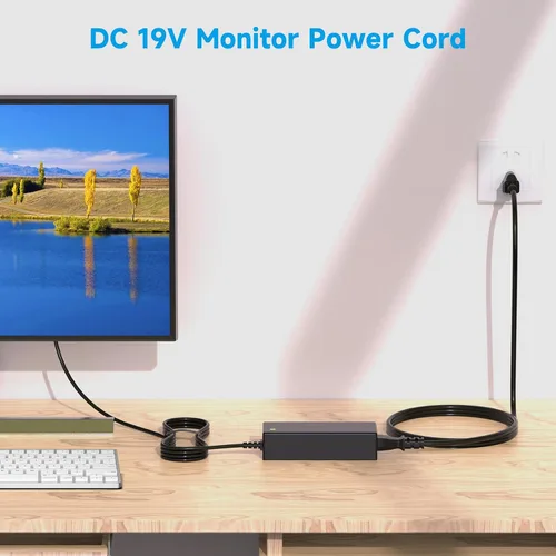 Vista 3 de Cable de alimentación de 19 V compatible con monitor HP de 20" 21.5" 23" 23.8" 25" 27"; 22cwa 25vx 22bw 23bw 23cw 24ea 24es 25bw 25es 25xw 27bw 27xi