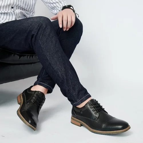 Vista 9 de Arkbird Zapatos de vestir para hombre, zapatos formales de cuero Oxford modernos para ocasiones de negocios y derby