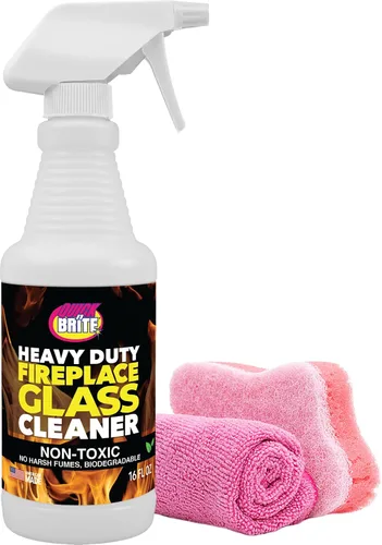 Vista 9 de Quick 'n Brite Kit de limpiador de vidrio para chimenea – Limpiador resistente de 16 onzas con herramienta raspadora, esponjas de melamina