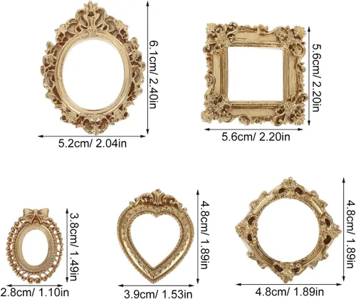Vista 2 de 10pcs Vintage Gold Mini Picture Frames for DIY Tabletop Display