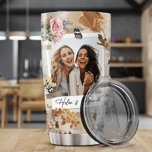 Vista 4 de CUBICER Vasos de café personalizados con foto personalizada para mejores amigos, tazas de té con tapa, frases divertidas, nombre personalizado