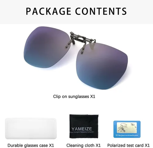 Vista 5 de YAMEIZE Gafas de sol polarizadas sin montura con clip, gafas redondas antirreflejos, protección UV, abatibles, para hombres y mujeres, conducen al
