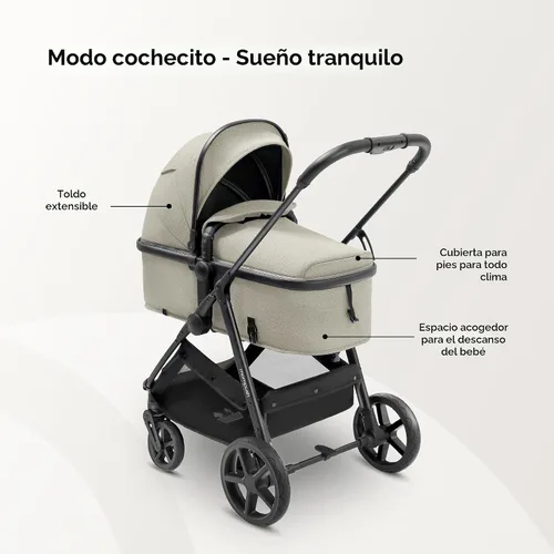 Vista 5 de Mompush Wiz - Cochecito 2 en 1 con adaptador Chicco, asiento reversible Caqui