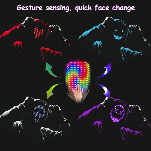 Vista 2 de Funle Led Mask with Programmer App, Light Up Face Mask for Adult Kid, Led Halloween Mask for Costume Cosplay