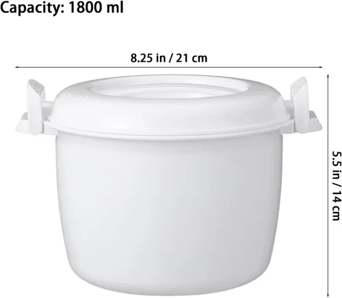 Vista 3 de DOITOOL Olla arrocera para microondas de 2 cuartos de galón, vaporizador para microondas para verduras, 1.8 L profesional micro utensilios de cocina