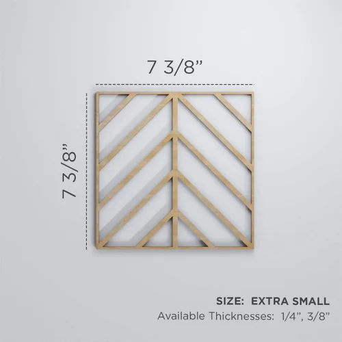 Vista 2 de 7 3/8"W X 7 3/8"H Extra Pequeña Génova Decorativos Paneles De Pared De Madera Calado, Roble Rojo
