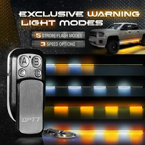 Vista 3 de OPT7 Sidekick - 2 luces estroboscópicas LED de aluminio para estribo de 56 pulgadas, barras de luz de emergencia rígidas resistentes a la intemperie