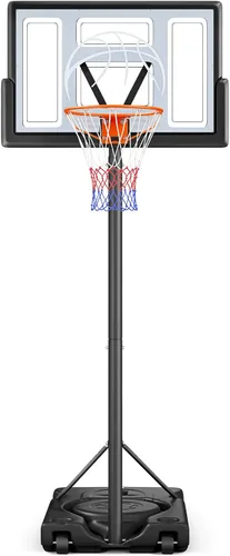 Vista 10 de Yohood Aro de baloncesto para exteriores ajustable de 10 pies, sistema de portería de baloncesto portátil para niños, jóvenes y adultos en patio