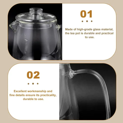 Vista 4 de Tetera de vidrio resistente al calor para té de hojas sueltas Cafetera perfumada transparente para adultos para hierbas verdes