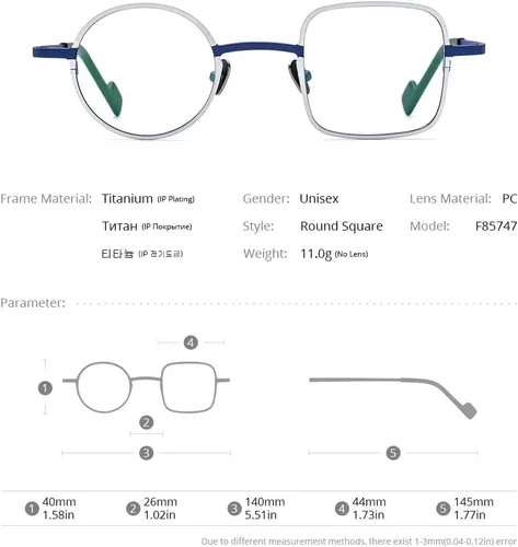 Vista 5 de FONEX Gafas de titanio coloridas Marco Hombres Izquierdo Redondo Derecho Cuadrado Gafas Ópticas Mujeres F85747