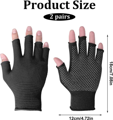 Vista 3 de Guantes de trabajo antideslizantes y transpirables sin dedos, ligeros, antideslizantes, para yoga, ejercicio, ciclismo, entrenamiento, 2 pares
