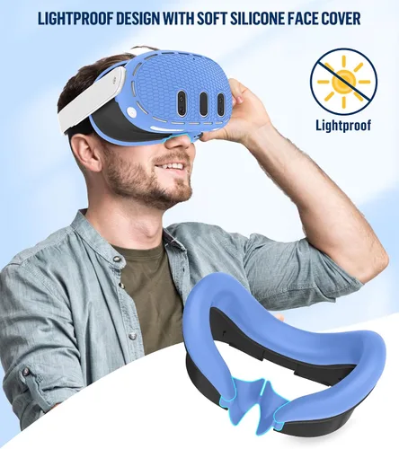 Vista 5 de Silicone Cover Set Compatible with OculusMeta Quest 3, Touch Controller Grips Cover, VR Shell Cover, Facial Interface Cover, Protective Lens Cover