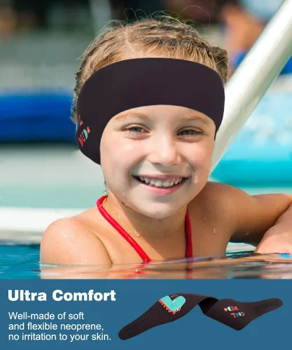 Vista 5 de MoKo Diadema de natación para niños y adultos, linda diadema Swinmmers para mantener el agua fuera, impermeable, banda de protección para los oídos