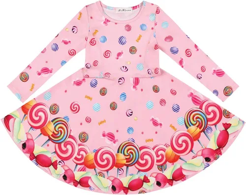 Vista 3 de LaBeca - Vestido sin mangas o de manga larga para niñas, vestidos informales con diseño de unicornio o sirena para niñas pequeñas o grandes