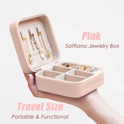 Vista 2 de BeBeGee Joyero de viaje, mini organizador de viaje portátil, pequeñas cajas de joyería para mujeres, regalos de dama de honor y artículos esenciales