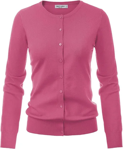 Vista 32 de GRACE KARIN Suéter de punto ligero con botones para mujer Azul (Acid Blue)