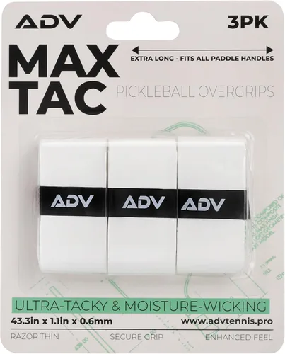 Vista 11 de Cinta de agarre adhesiva extremadamente pegajosa y antideslizante ADV MaxTac para pickleball - Paquete de 3, 6, 12 - Sobregrip para raqueta