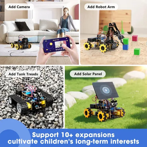 Vista 5 de Kit de tanque de robot solar con cámara inteligente ESP32 5 en 1, kit de robótica de juguete STEM para niños de 8 a 16 años, aplicación y control