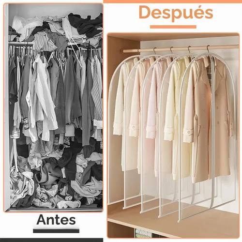 Vista 7 de Bolsas transparentes para colgar ropa de viaje (juego de 6) bolsas de traje para almacenamiento de ropa, bolsas de almacenamiento de ropa, funda