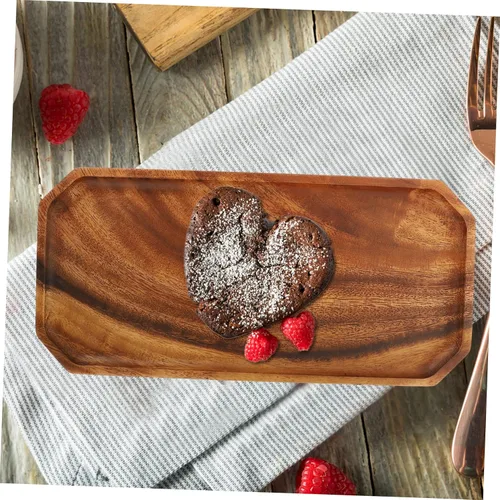Vista 4 de Holibanna 3pcs Walnut octagonal plate jewelry storage plate jewelry dish tray jewelry tray cheese tray dresser tray dresser desk combo Jewelry