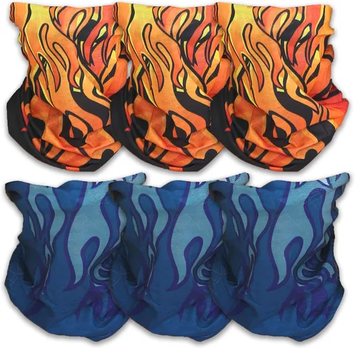 Vista 2 de Triple9 - Pasamontañas antipolvo Paquete de 6 polainas para cuello para hombres y mujeres Máscara facial bandana (rojo, azul), Rojo, Azul
