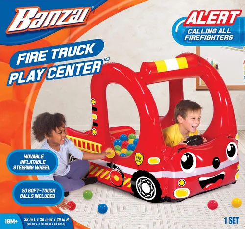 Vista 3 de Banzai Rescue Fire Team Play Center - Piscina de pelotas con 20 bolas, juguete