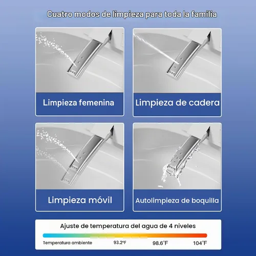 Vista 9 de Inodoro inteligente WinZo, inodoro sin tanque Dynamic Clean con secador, inodoro de una pieza de altura de comodidad ADA con bidé de agua caliente