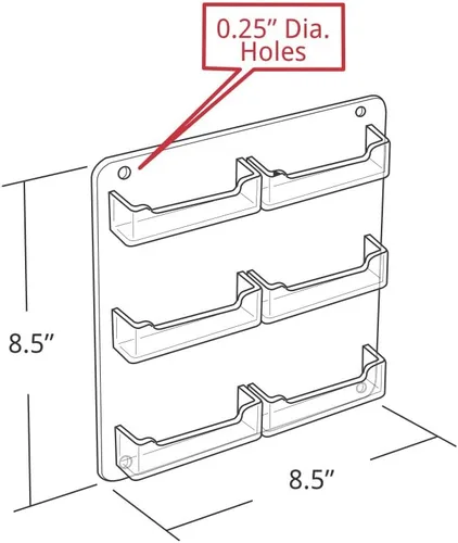 Vista 4 de Azar Displays 252221 8.5" W x 8.5" H 6- Soporte para tarjetas de visita de montaje en pared