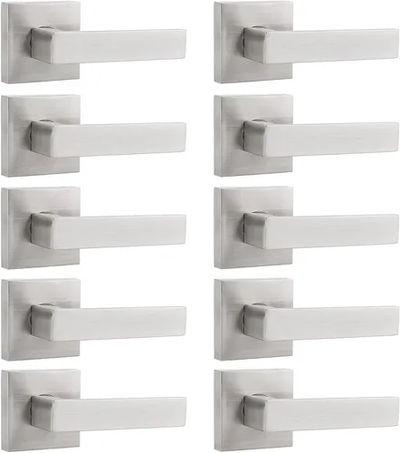 Vista 2 de Probrico Palancas Medias Ficticias Negro Mate, Pomos de Puerta Cuadrados que No Giran para Puertas de Mano Izquierda o Derecha, Manija de Puerta