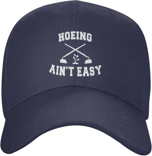 Vista 3 de Hoeing Aint Easy Peaked Gorra ajustable de color sólido curvado, unisex, color negro