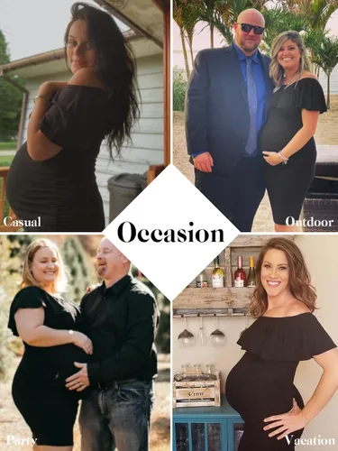 Vista 4 de Jezero Vestido de maternidad para mujer, sin mangas, con volantes, sin mangas, para baby shower