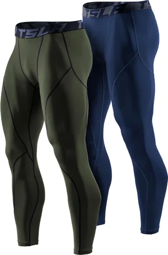 Vista 12 de TSLA - Pantalones de compresión térmica para hombres, calzas deportivas para correr, ropa base de invierno