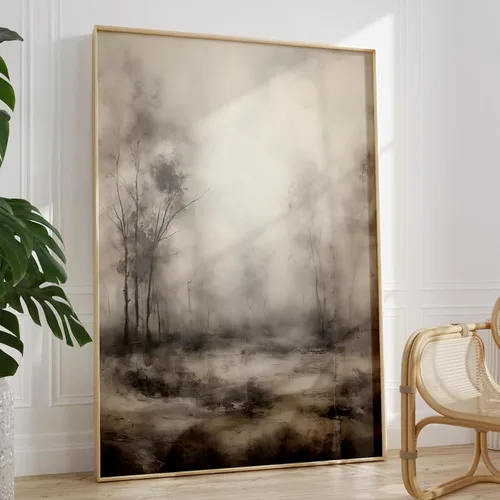 Vista 10 de Dthllay Impresiones Vintage de Bosque Paisaje Vintage Arte de Pared en Lienzo Cuadro Neutro Pintura Abstracta de Bosque Arte de Pared de Paisaje